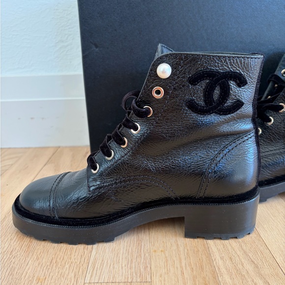 CHANEL Black Leather Ankle Boots - Picture 8 of 9